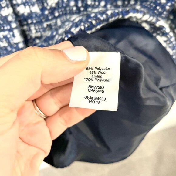 J.Crew Factory Blue Tweed Wool Blend City Coat Size 2 - Picture 6 of 8